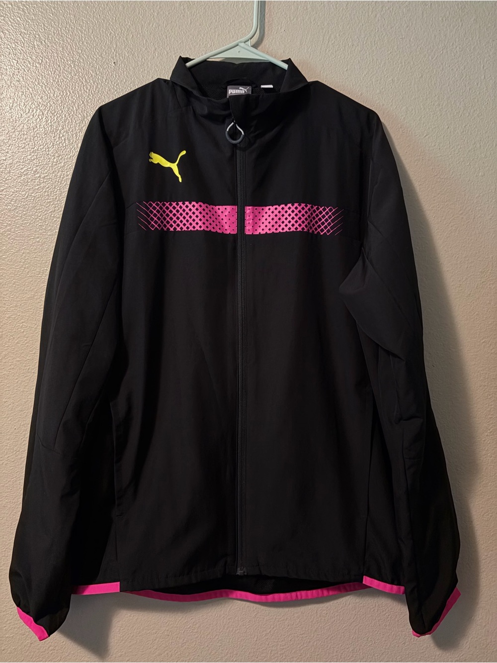 Puma Black Jacket with pink stripe